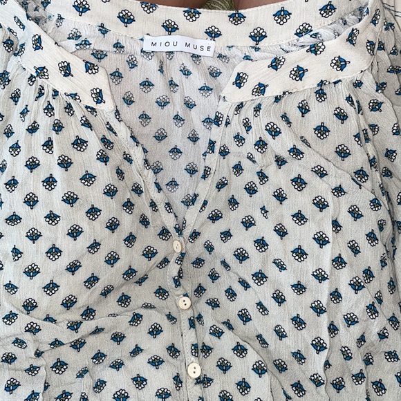 Miou Muse Anthropologie V Neck Button Up sz S EUC Short Sleeve Romper Modest - Picture 7 of 16